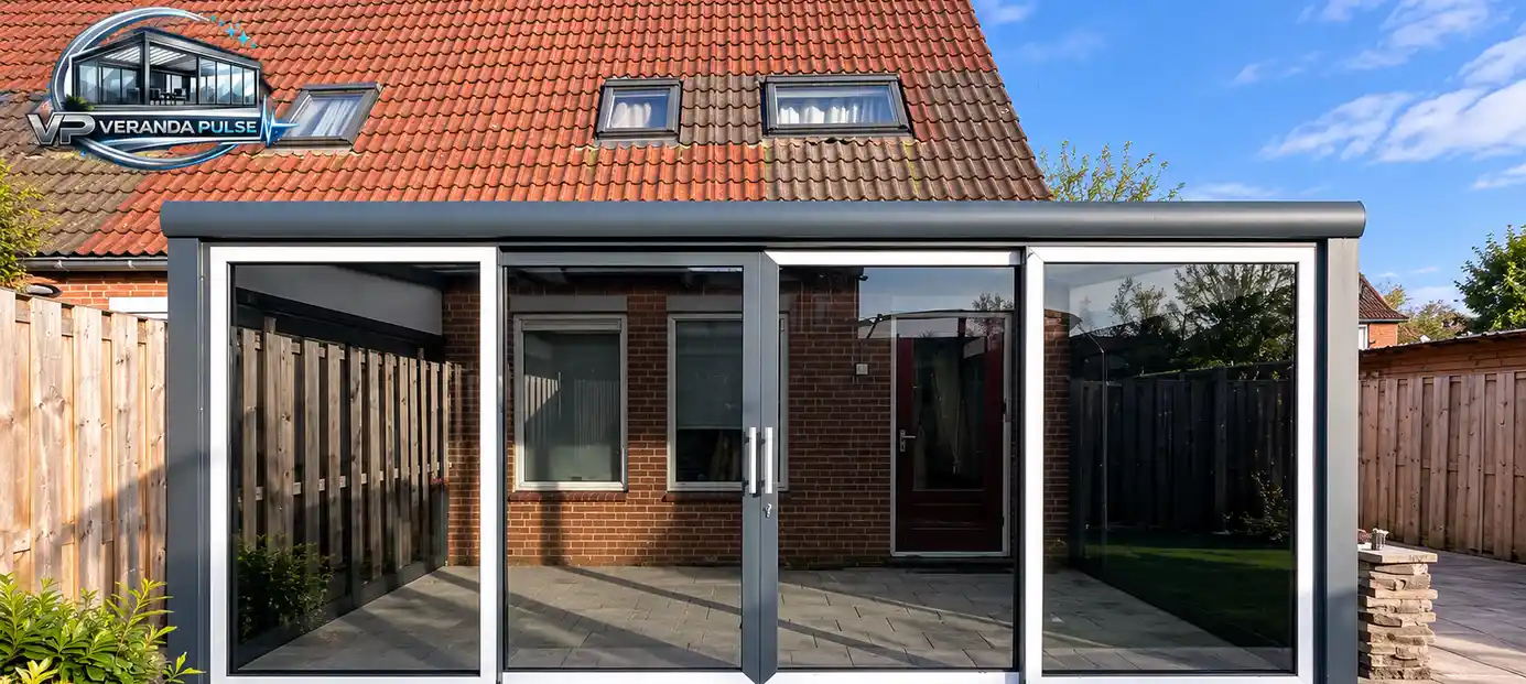 Aluminium Garden Room with Glass Roof and Sliding Door 
