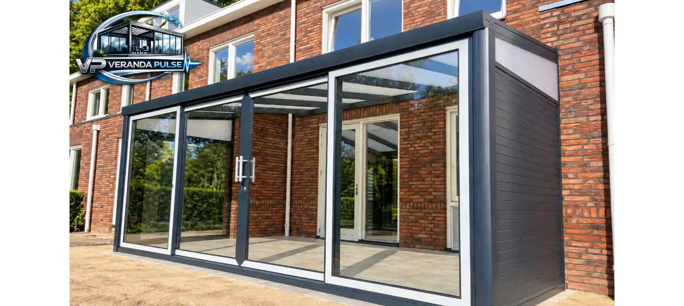 Aluminium Garden Room with Closed Side and Sliding Door