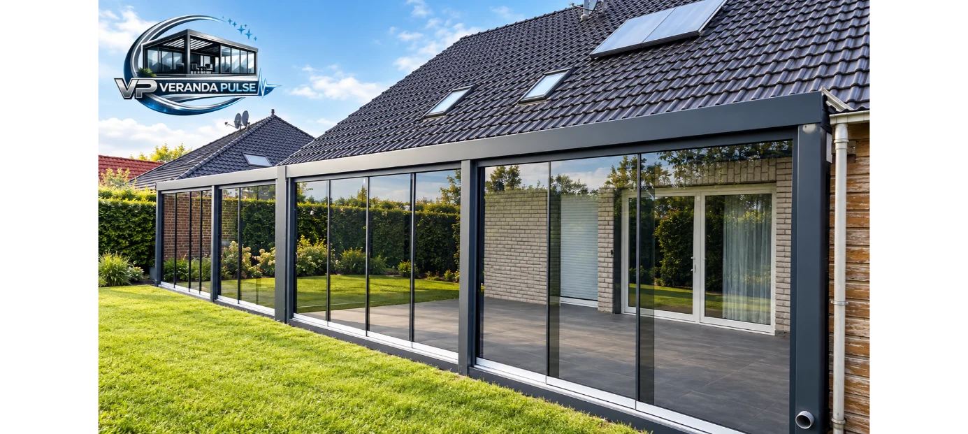Elevated Aluminium Veranda with Glass Roof and Sliding Door